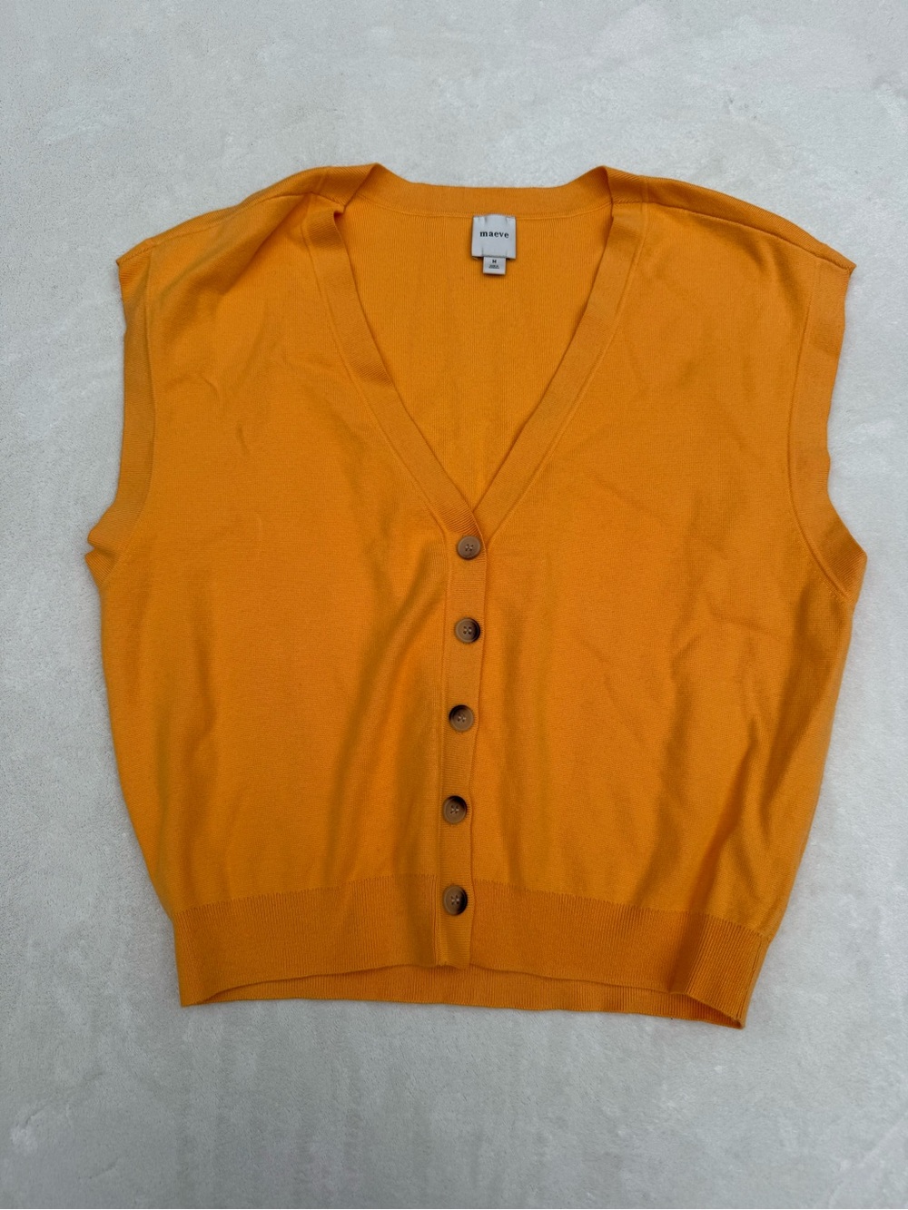 Maeve Orange V-Neck Button Front Knit Vest